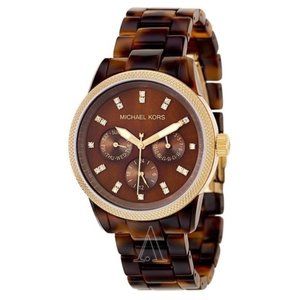 Michael Kors Tortoise Acrylic Brown Dial Ladies Watch MK5038